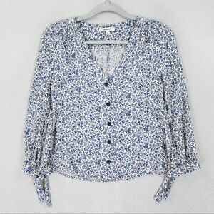 Madewell Floral Blue and White Women's Top M